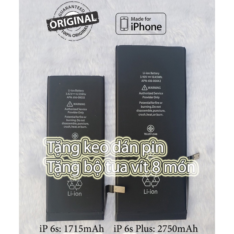 Pin iPhone 5se / 6 / 6plus / 6s / 6splus / 7 / 7plus / 8 / 8plus / X / XSM zin dung lượng chuẩn