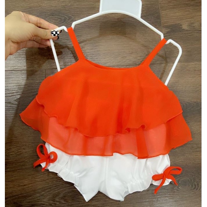Bộ đồ bé gái 2 tầng cam chất liệu voan 8-23kg Angel Baby Thời Trang Thiết Kế