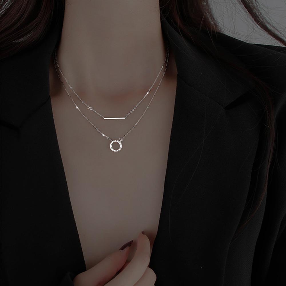 Vòng Cổ Choker Hai Lớp Mặt Tròn Đơn Giản Thời Trang