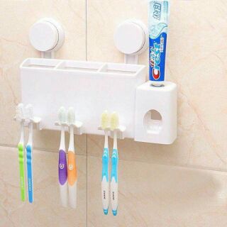 Bộ kệ cốc+móc treo bàn chải+nhả kem đánh răng