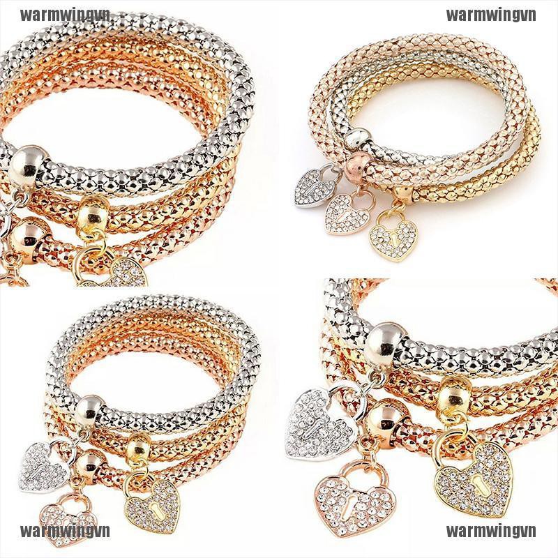 3 Vòng Tay Co Dãn Đính Đá Thời Trang Cho Nữ
