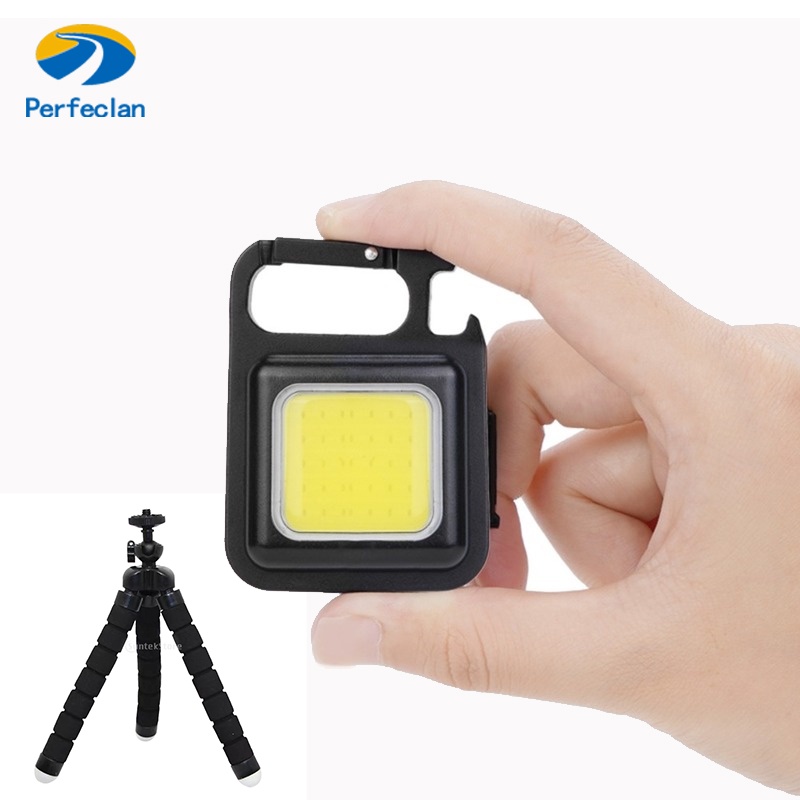 Set đèn pin LED COB và giá đỡ ba chân PERFECLAN sạc cổng USB mini có móc khóa đa năng tiện lợi