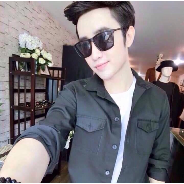 Kính râm nam nữ gọng tăm thời trang BROO, gọng kính mát unisex màu đen chống tia UV