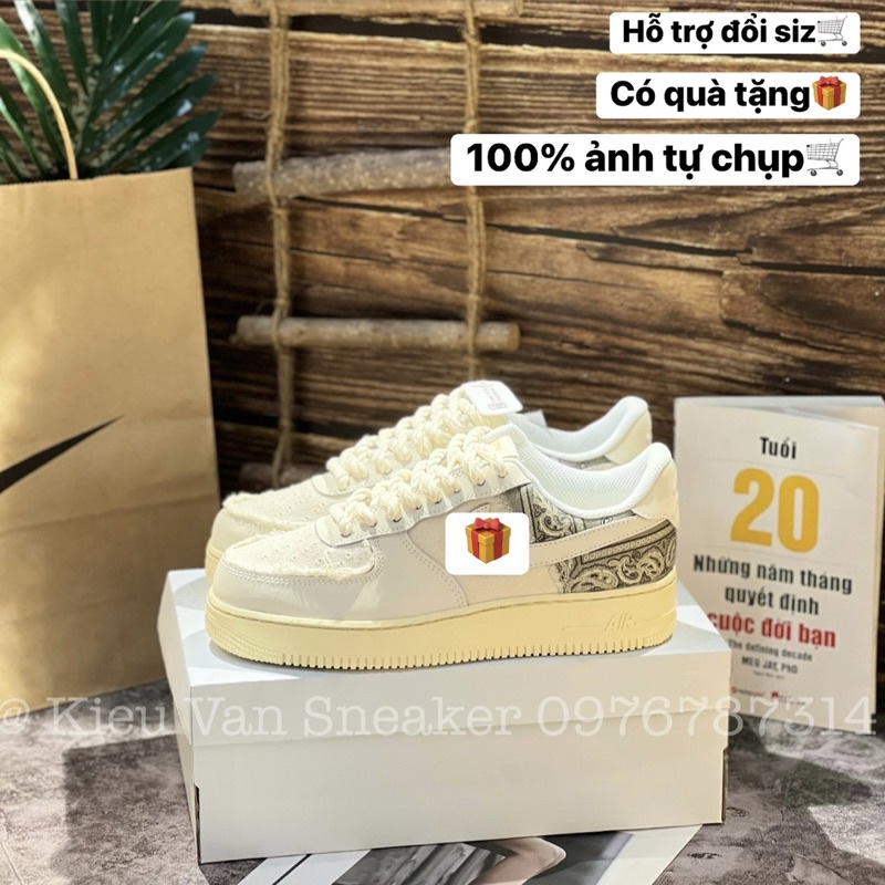Giày Af1 Low TuBigbang Custom Bandana/Af1 Travis Thổ Cẩm Dây Thừng