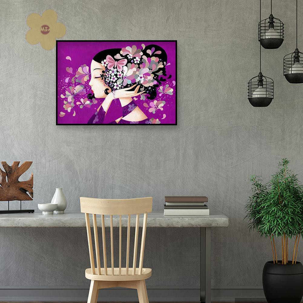 MIAON Diamond Painting Kit Geisha Girl Profile Full Round Rhinestone Wall Picture bts