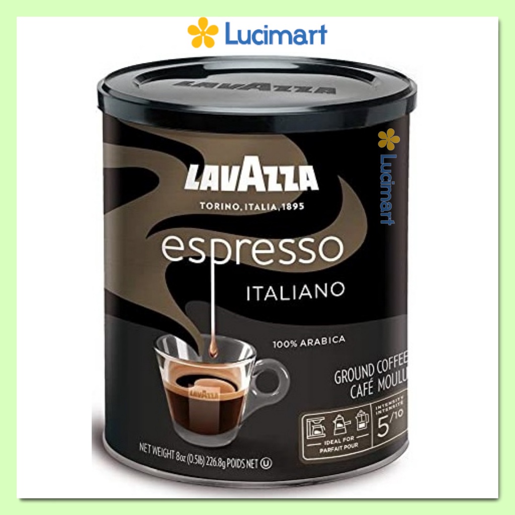 Cà phê Ý Lavazza rang xay sẵn Espresso Italiano Ground Coffee Blend 100% Arabica, hộp 226.8 gram [Made in Italy]