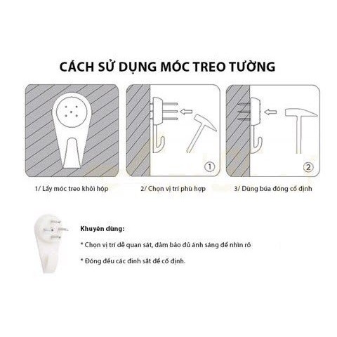 Bộ Móc treo đa năng treo tường đóng đinh ghim tiện dụng, nhỏ gọn, chắc chắn, thẩm mỹ cao