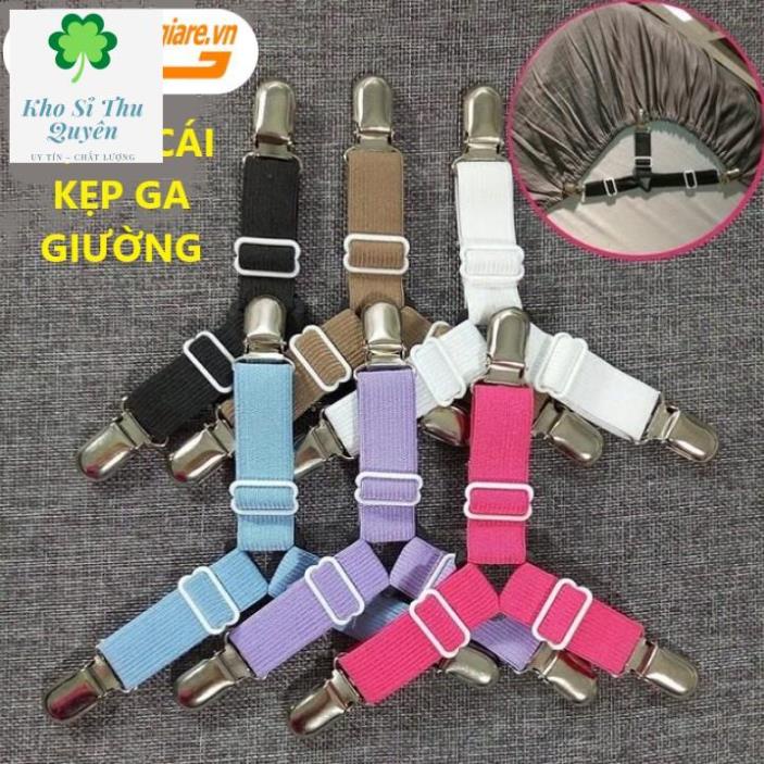 (Bộ 4 cái) Kẹp ga trải giường chống xê dịch, cố định và giữ phẳng drap ga phủ giường (Giao mầu ngẫu nhiên) -giadunggiare