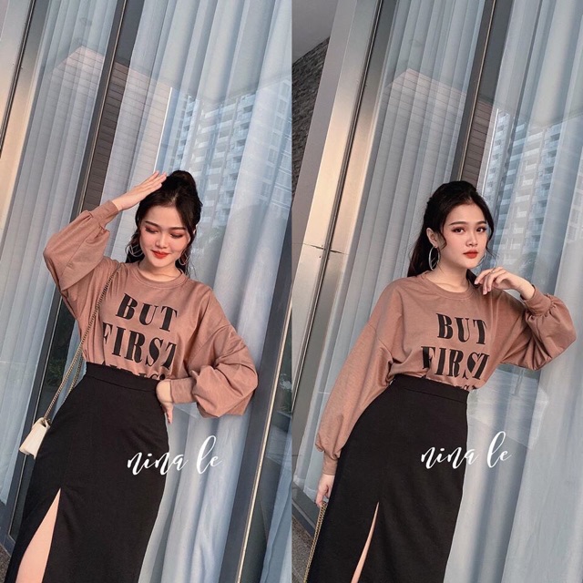 Áo croptop nữ kiểu from rộng in chữ