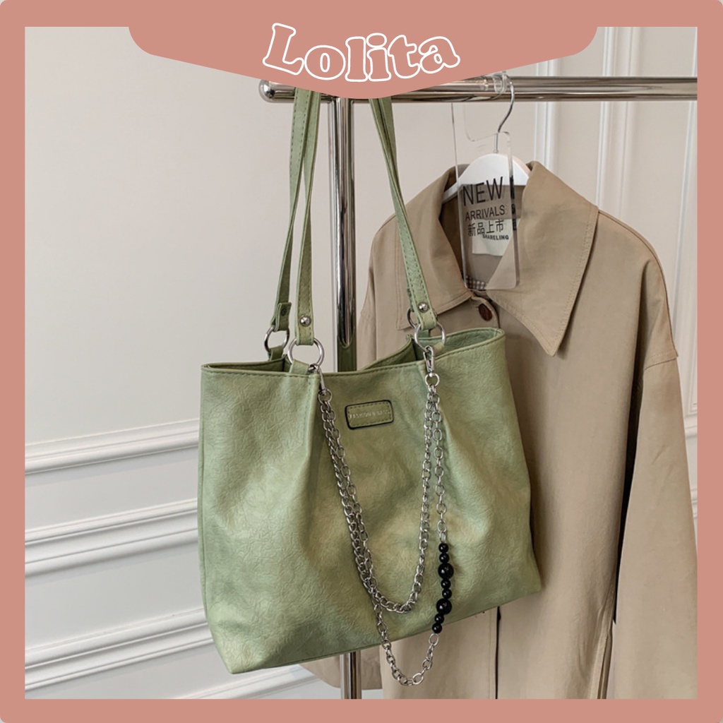 Túi Xách Tote Da Nhăn Bản To Công Sở Vintage LOLITA