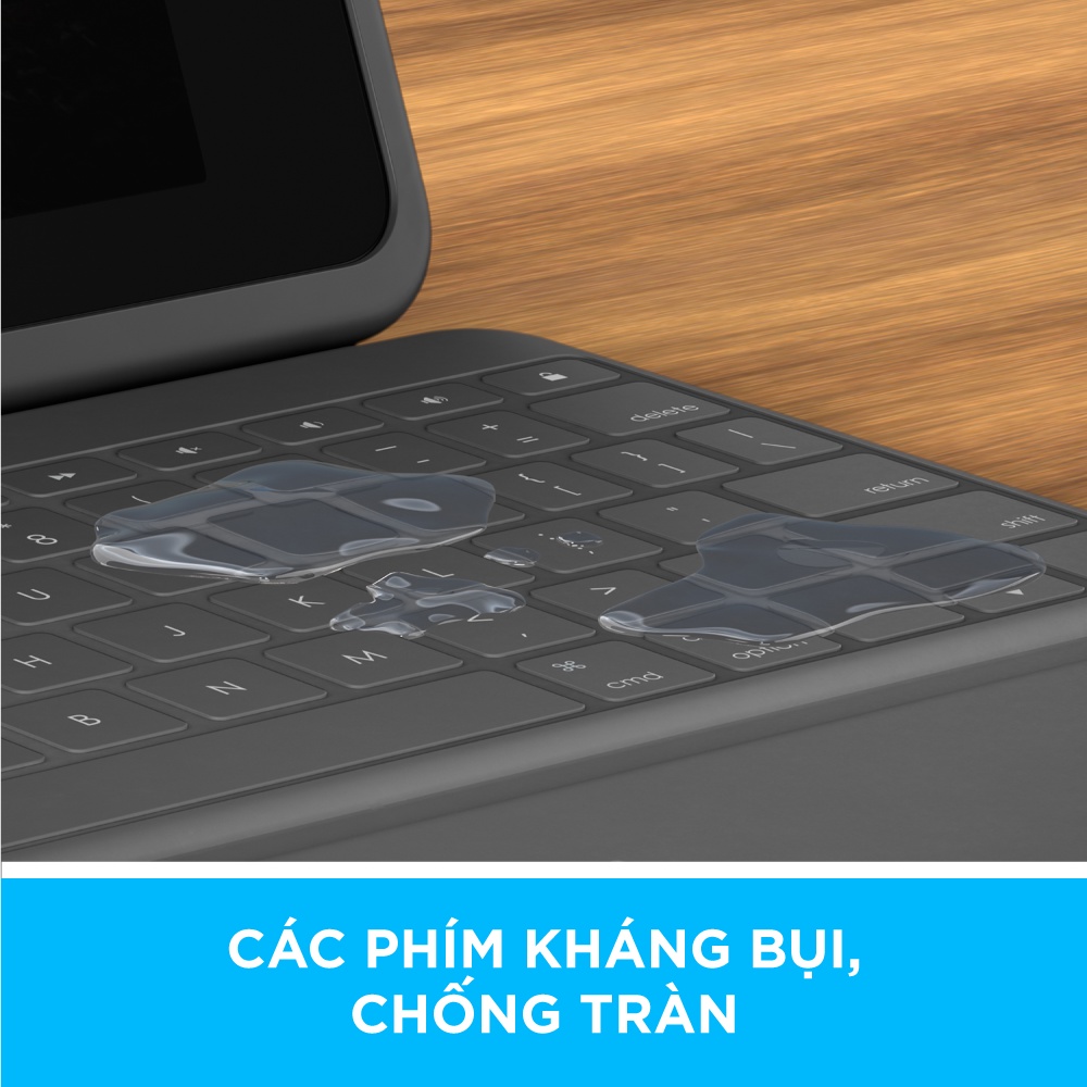 Bao da kèm bàn phím Logitech Rugged Folio dành cho ipad Gen 7, 8, 9 - Chống sốc, bảo vệ chắc chắn, Mỏng