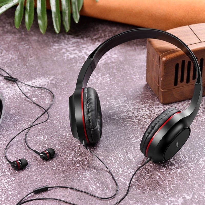 Bộ đôi tai nghe chụp tai và nhét tai có dây Hoco W24 Enlighten âm thanh cực hay - Hãng phân phối chính thưc