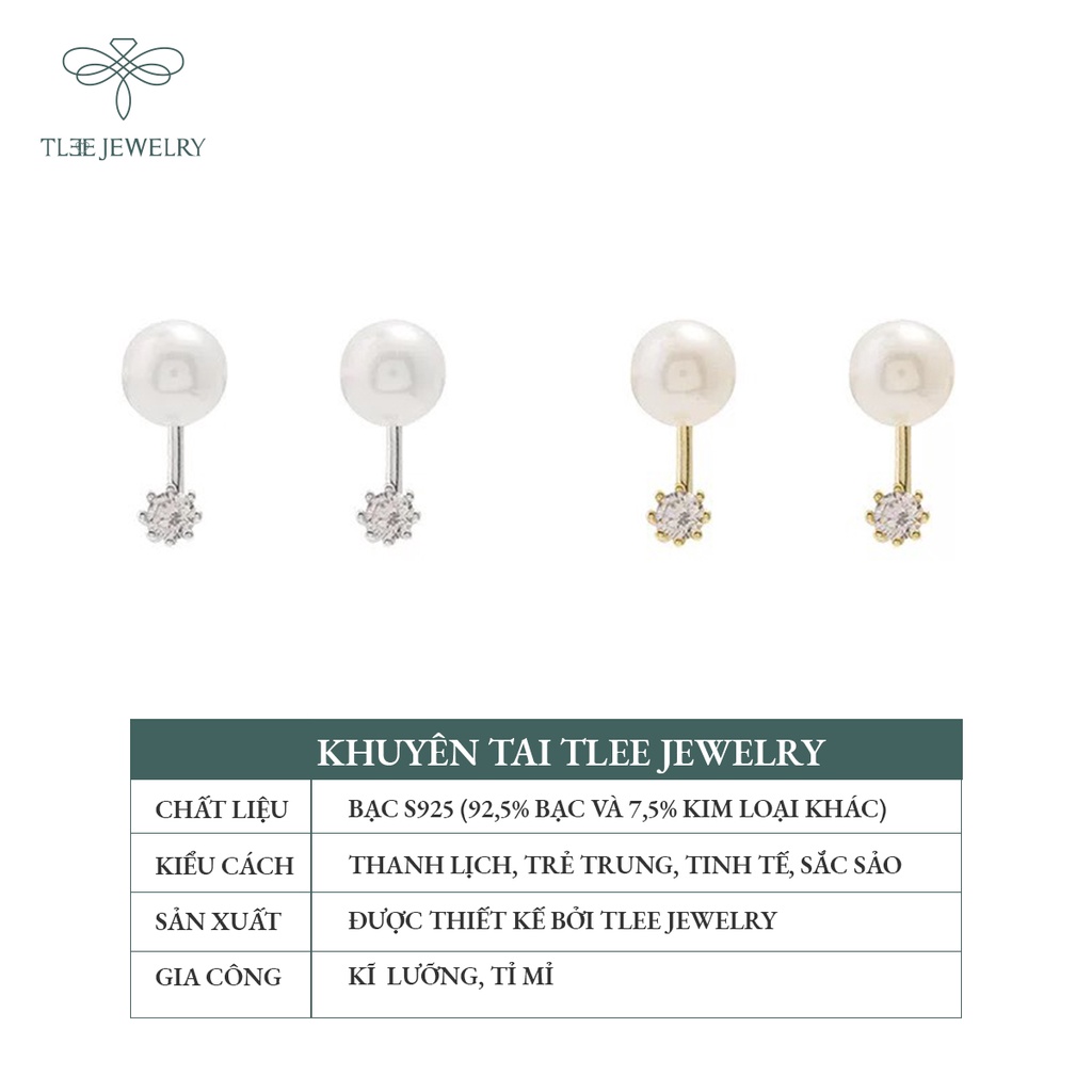 Khuyên tai bạc nữ TLEE trai nhân tạo cách điệu đeo hai dáng nữ tính NCJ B0120