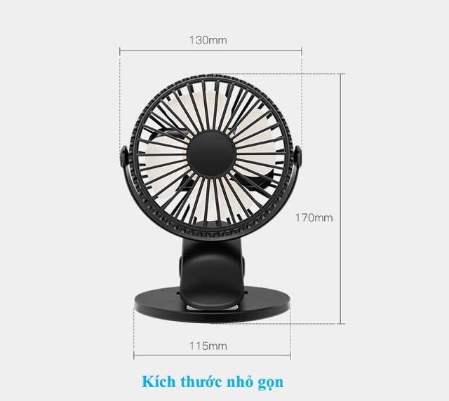 Quạt kẹp bàn, kẹp xe đẩy cho em bé 360 độ | BigBuy360 - bigbuy360.vn
