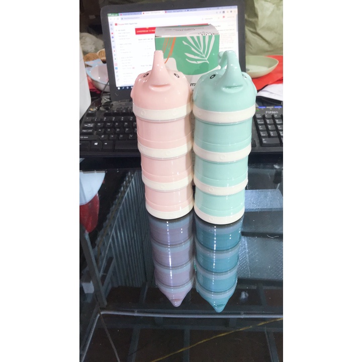 Hộp chia sữa, Hôp đựng thức ăn MISUTA chia sữa có 3 tầng hình chú voi