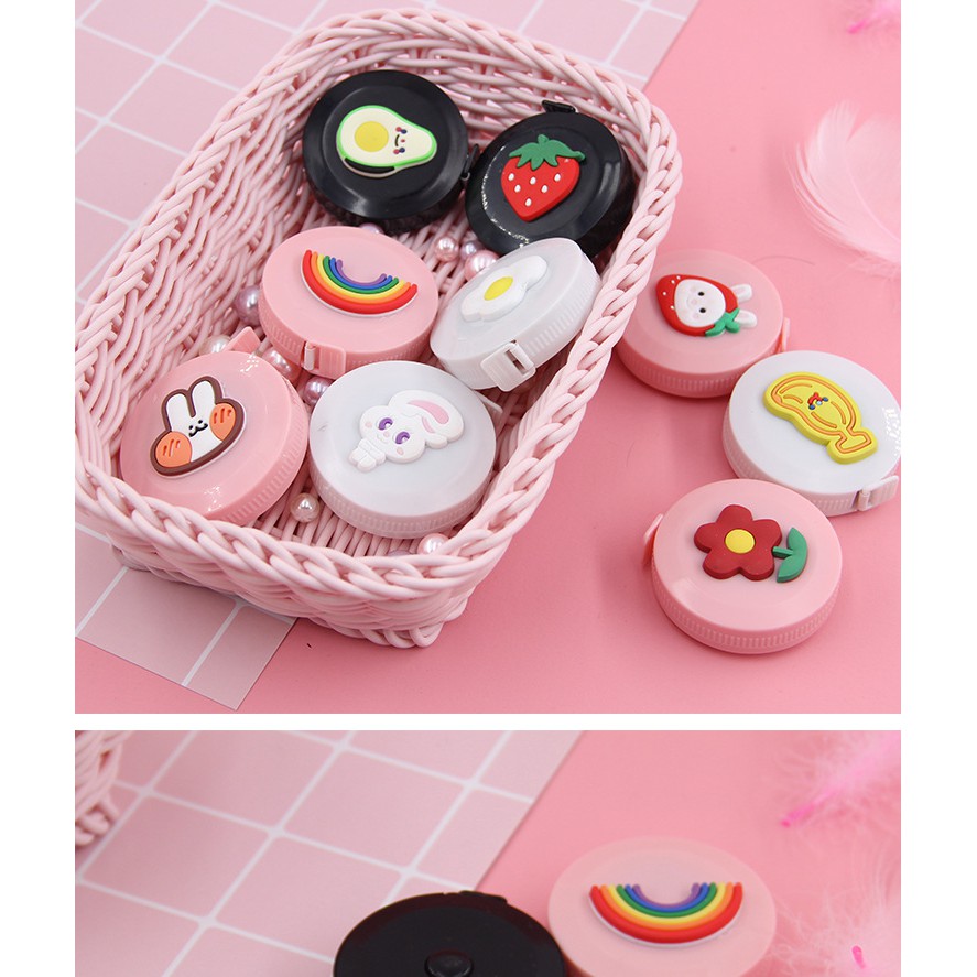 Thước Dây Cuộn mini đo eo nhỏ xinh tiện lợi 150 cm, có nút bấm thu gọn