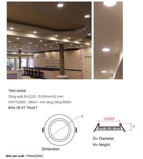 Đèn LED âm trần Panel 8W Panasonic
