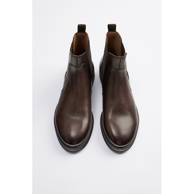 Giày boots Zara authentic BROWN LEATHER ANKLE size 39 - 41