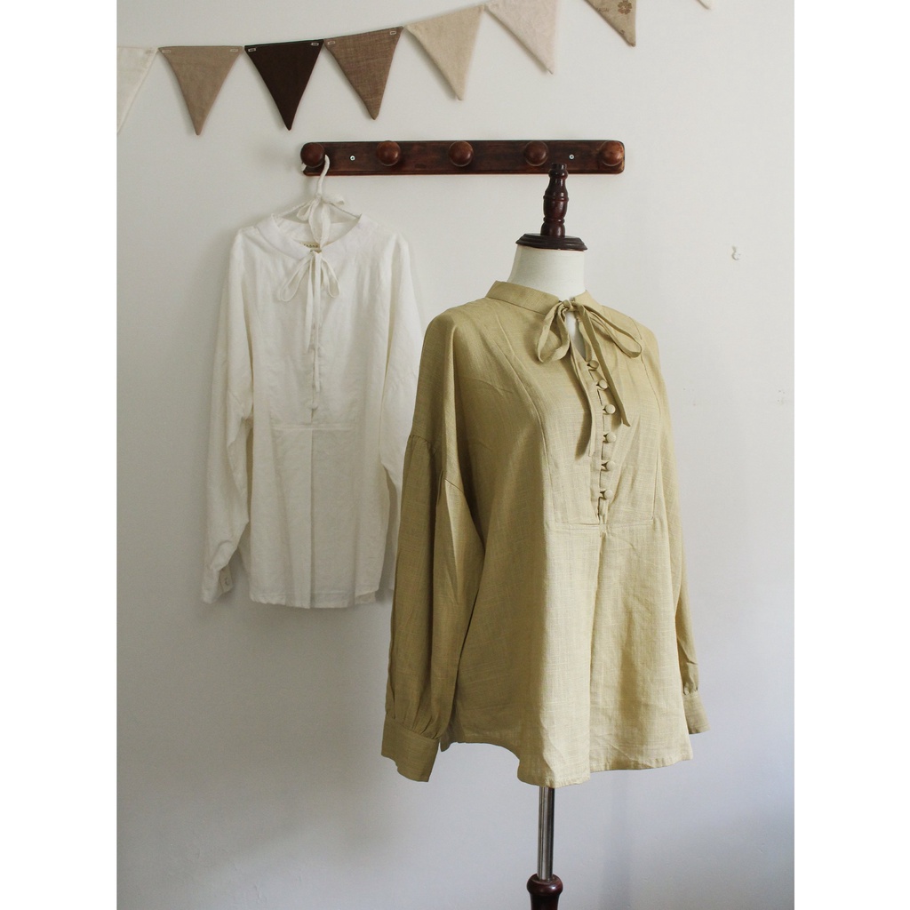 ÁO CỔ THẮT NƠ - Linen