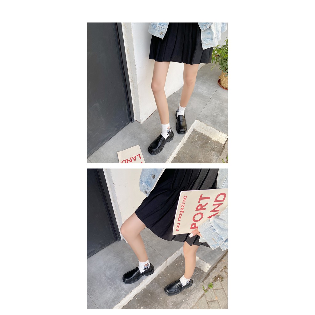 Giày nữ nâng gót màu đen Ulzzang