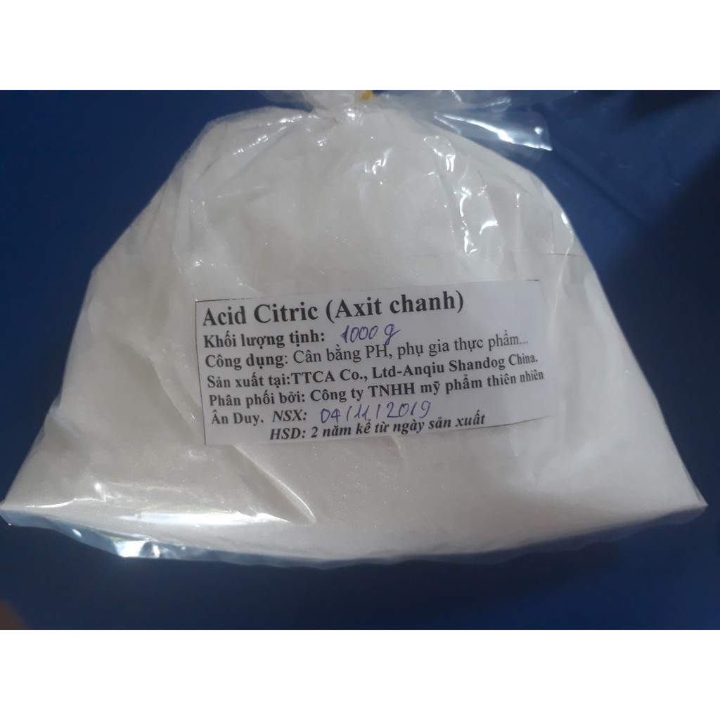 Bột chanh (Axit chanh - Axit citric C6H8O7) dùng cho mỹ phẩm / tẩy rửa gói 1 kg