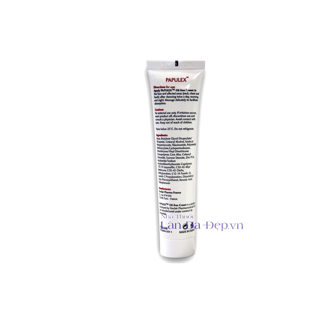 (CHÍNH HÃNG Làn Da Đẹp) - PAPULEX Oil Free Cream - Cream kiểm soát nhờn, sạch mụn