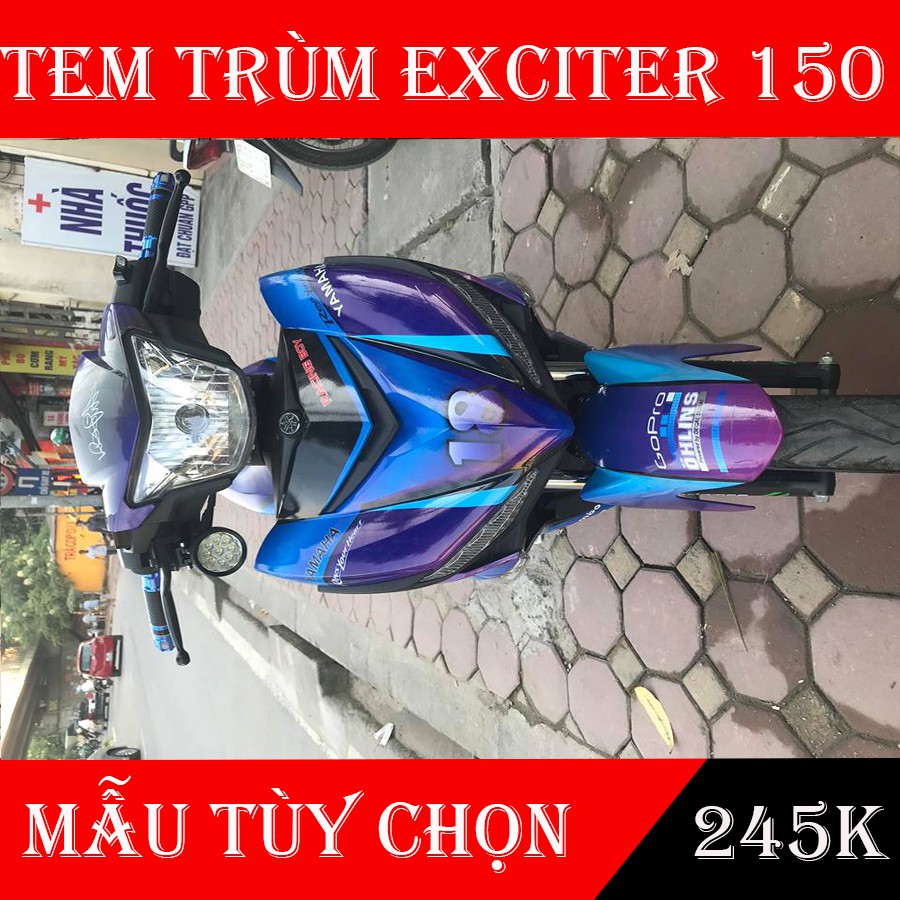 Tem Trùm Exciter 150 Cá Mập Xanh Tím