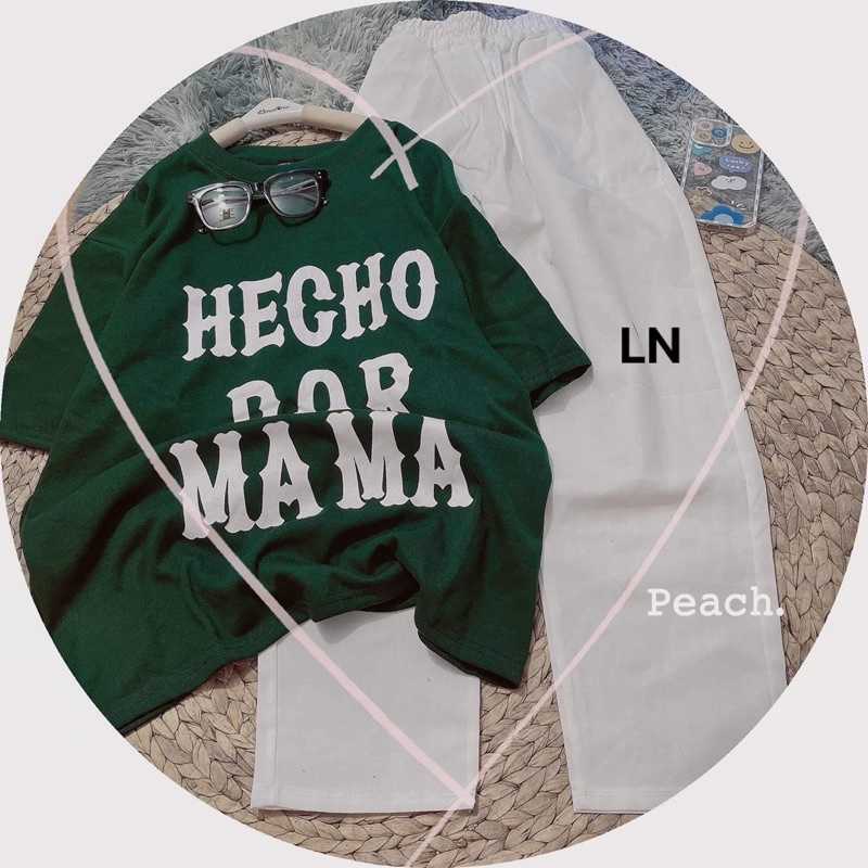 Sét áo MAMA + quần kaki trắng TH6