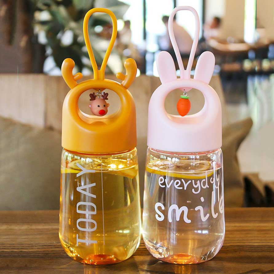 Bình nước cute nhỏ gọn, bình nước nhựa 450ml mini có quai đeo tiện lợi khi đi du lịch TANOSA