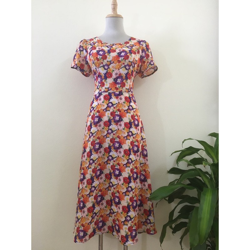 Đầm maxi dáng dài hoa cúc