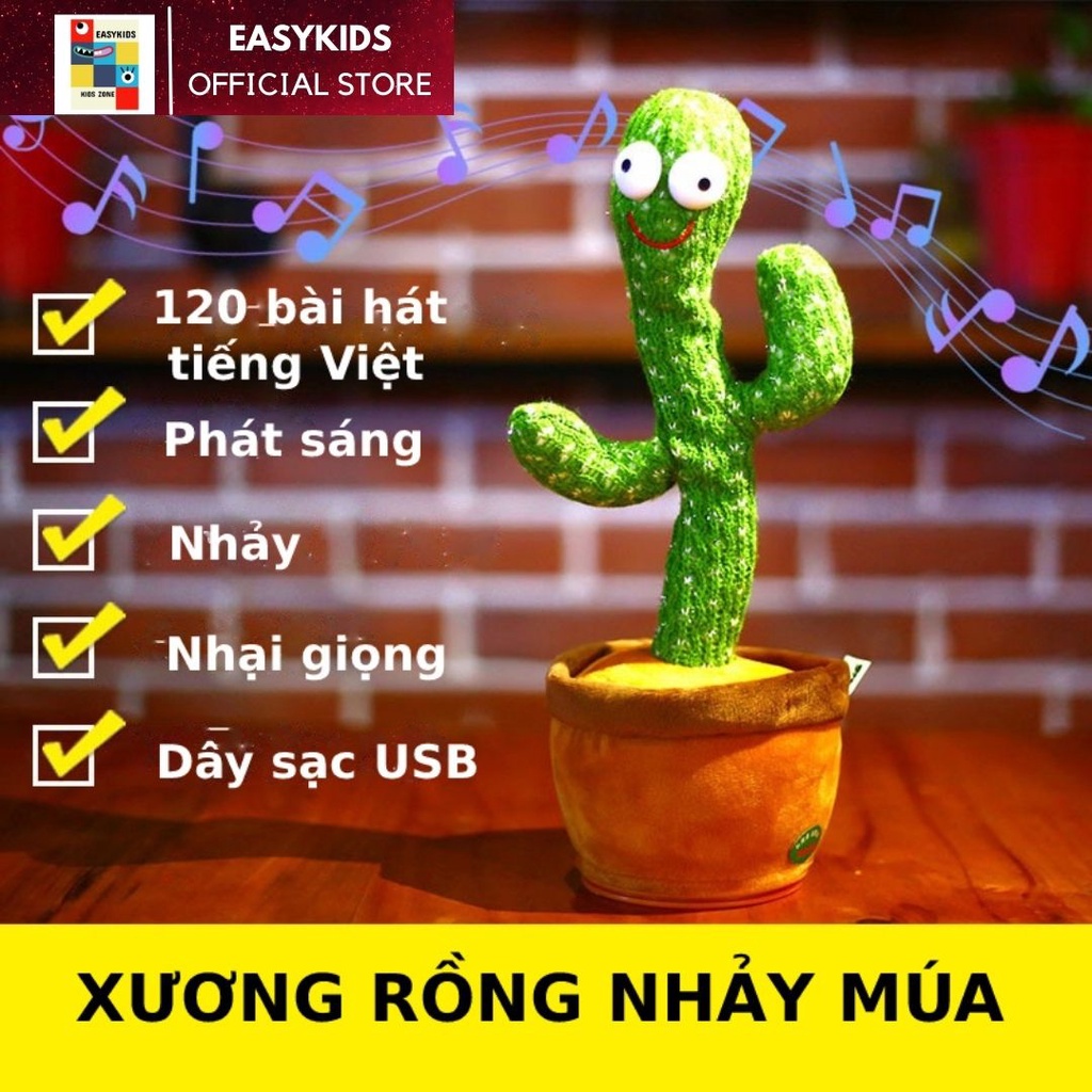 Xương rồng nhảy múa, phát sáng, nhại giọng, tặng kèm dây sạc [120 bài hát tiếng Việt hot]