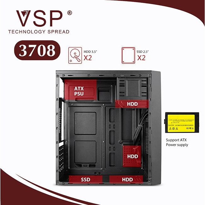 [Mã SKAMSALE03 giảm 10% đơn 200k] Vỏ nguồn máy tính VSP 3708A-367*196*410MM