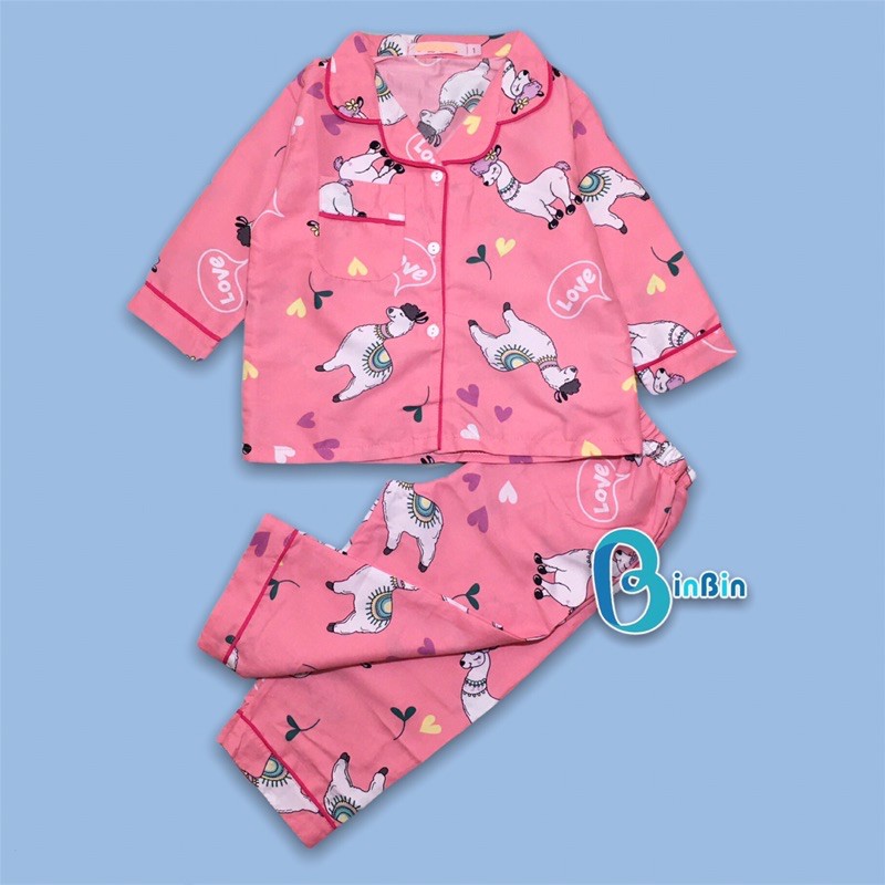 Pijama cho bé gái bộ dài tay chất kate