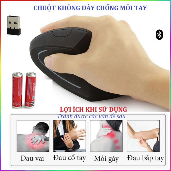 ♥️Dùng Là Mê♥️ Chuột Không Dây Ergonomic Mouse 2.4 GHz Chống mỏi tay-Chuột văn phòng thế hệ mới bảo vệ cổ tay