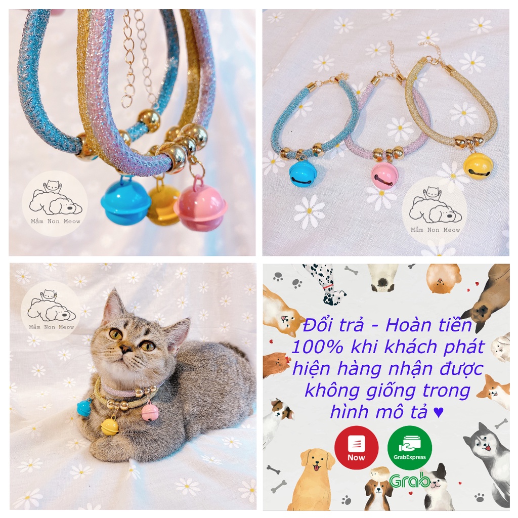 Vòng Cổ Lục Lạc Kim Tuyến Lấp Lánh Cho Thú Cưng - Hàng Độc Lạ Giá Rẻ Vô Địch