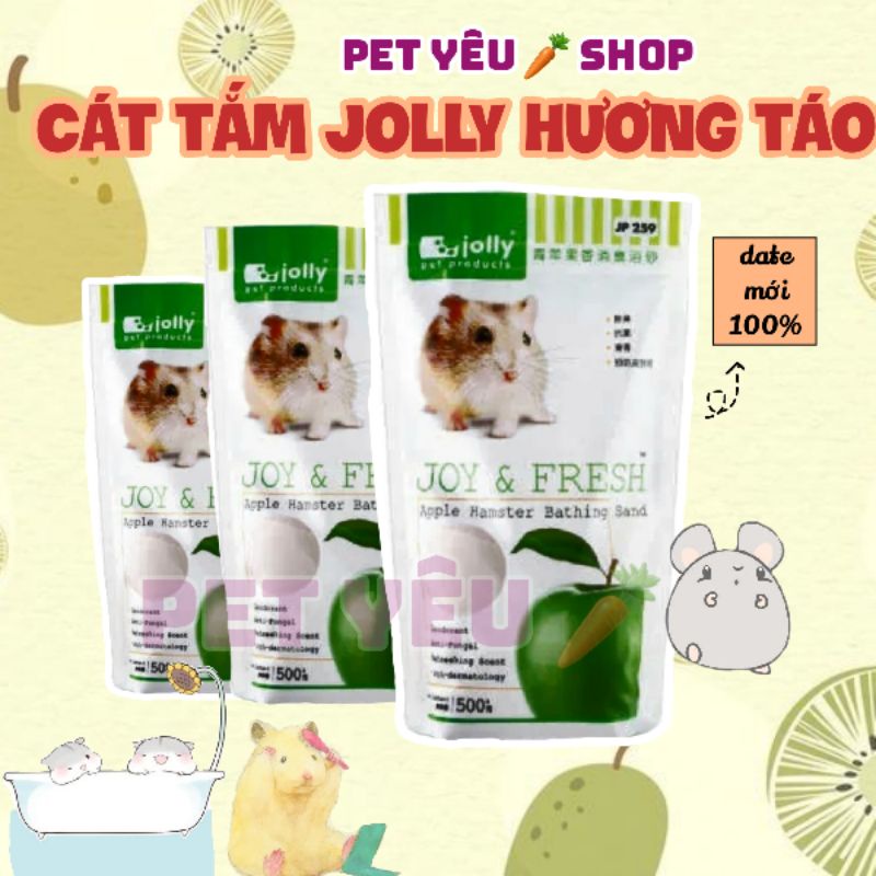 Cát tắm hamster Date mới Cát tắm jolly hương táodiệt khuẩn sạch an toàn tự nhiên❤