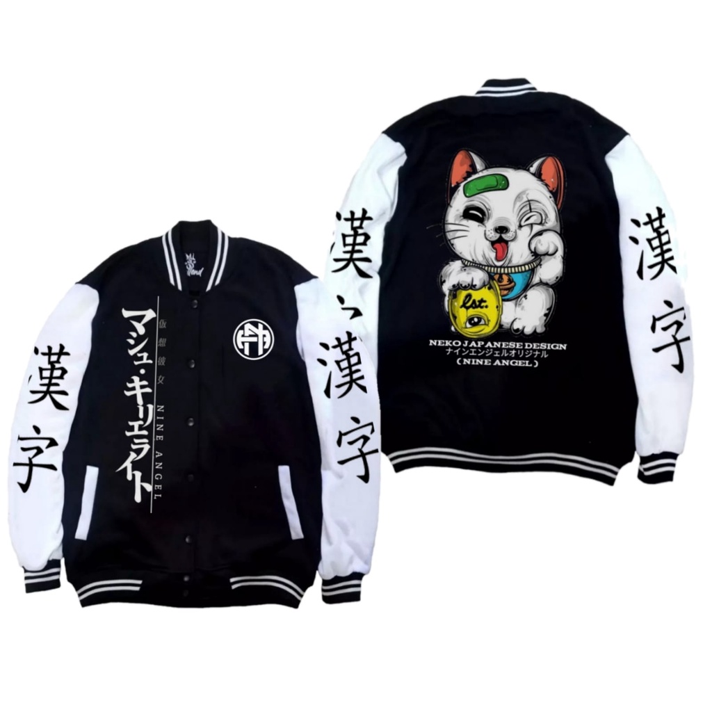 Áo Khoác Bóng Chày Hóa Trang Nhân Vật Anime Nhật Bản Sukajan Varsity Neko Cat