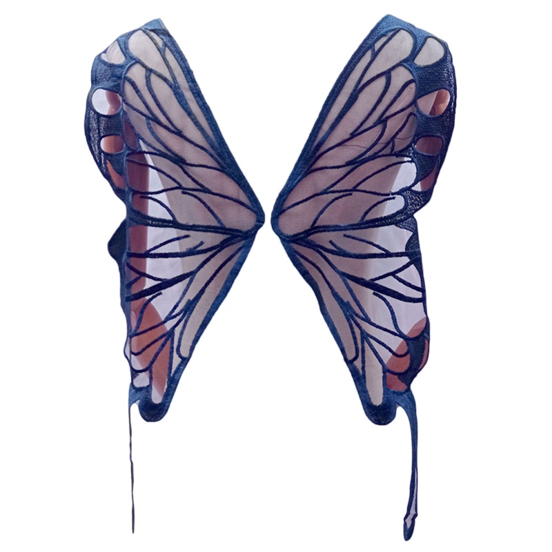 1 Cặp Miếng Vải Ren Lưới Thêu Hình Cánh Bướm Sau Lưng Dùng Trang Trí Đầm DIY