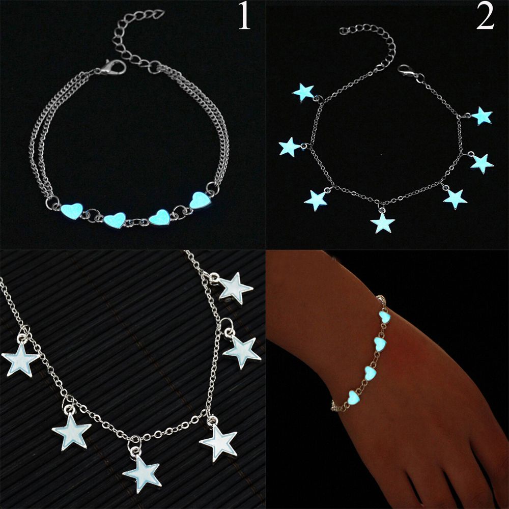 Vòng tây dây xích mặt trái tim phát sáng độc đáo cho nữ