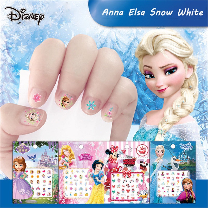 Miếng dán trang trí móng họa tiết hoạt hình công chúa Disney/ Anna/ Minnie mickey/ Nàng tiên cá/ Frozen 3D