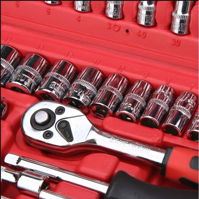 Bộ Dụng Cụ Mở Bu Lông Ốc Vít Sửa Chữa Ô Tô Xe Máy Đa Năng (46 chi tiết, mạ Chrome, chuẩn 1.4 inch) Store4girls