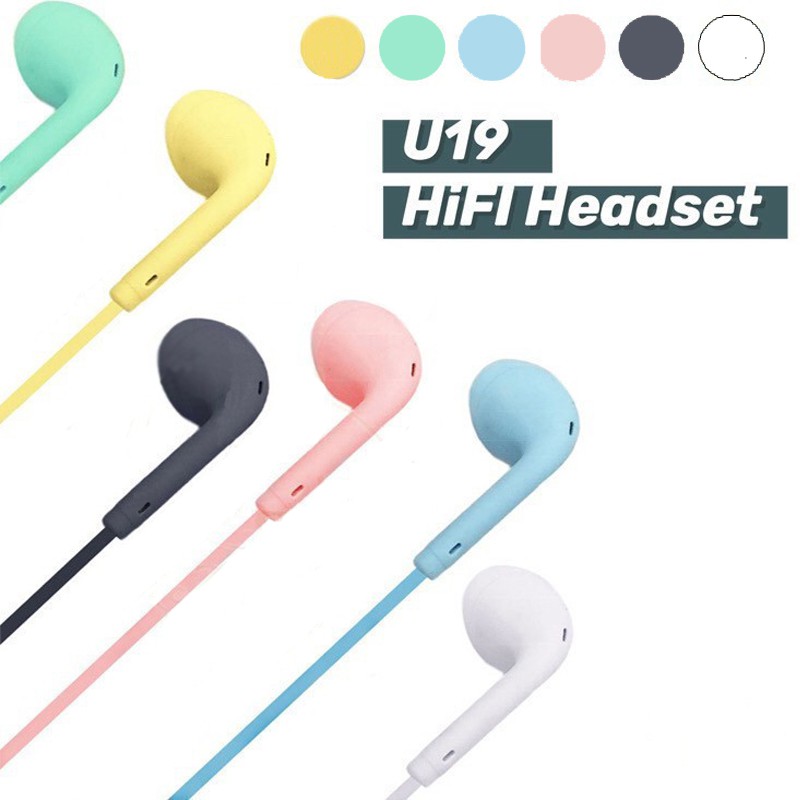 Macaron color in-ear headphones 3.5 mm jack in-ear headphones with microphone for mobile phones