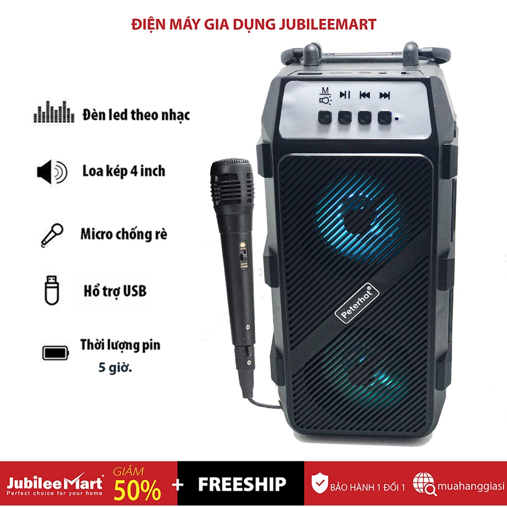 Loa hát Karaoke Cỡ Nhỏ Có đèn led PTH-2322 âm thanh chuẩn speaker, Bass Hay, Trầm Ấm Echo