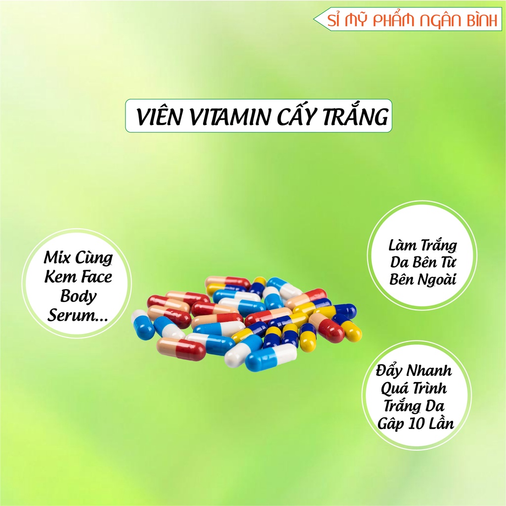 Viên vitamin cấy trắng kích trắng, tăng cường dưỡng da