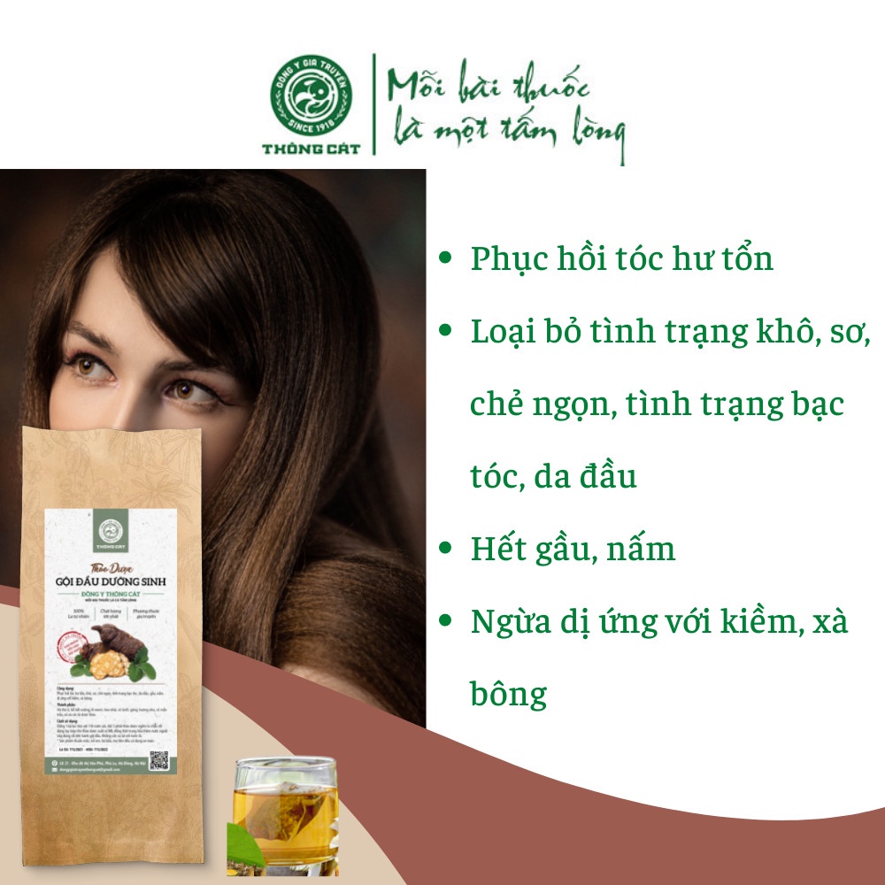 Thảo dược dầu gội dưỡng sinh Đông y gia truyền Thông Cát - An thần, tỉnh táo đầu óc, giảm tình trạng tóc rụng, tóc thưa