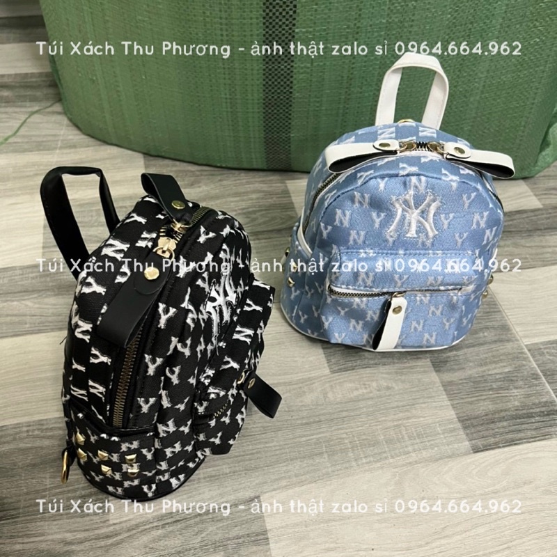 Balo mini nhỏ gọn cho nữ size 19 hoạ tiết chữ N.y thêu đi chơi siêu xinh (ảnh thật shop chụp)