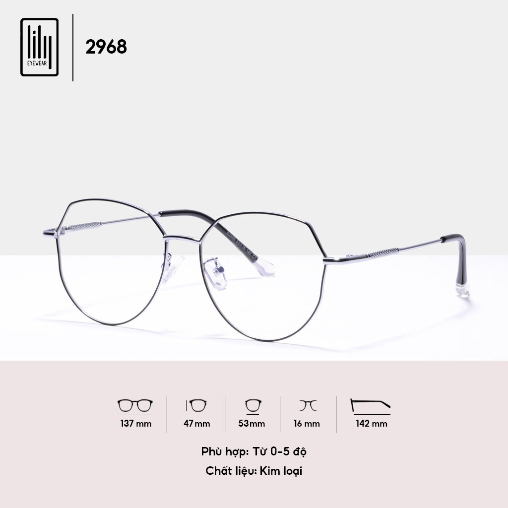 Gọng kính cận nữ Lilyeyewear kim loại , mắt đa giác thời trang , nhiều màu sắc lựa chọn - Y2968