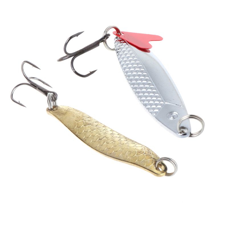 Mồi Câu Cá Nhân Tạo Bằng Kim Loại Cứng Màu Vàng / Bạc Có Móc Câu Tiện Dụng