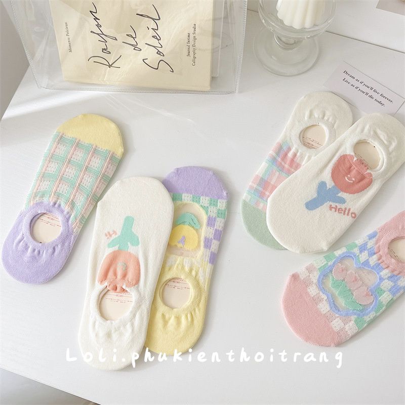 Tất Vớ Nữ Lười Nửa Bàn Chân Hình Hoa Nhiều Màu Sắc Dễ Thương - Loli.phukienthoitrang