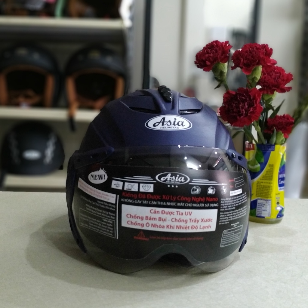Mũ Bảo Hiểm Nửa Đầu Có Kính Cao Cấp ASIA MT117K - BH 12 Tháng